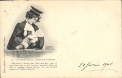 CPA Fantaisie La femme avocat Suspension d'audience Poupee  