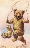 CPA Fantaisie Ours en peluche Skipping Teddy Corde a sauter 
