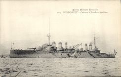 CPA Bateau de Guerre Condorcet Cuirasse d'escadre a turbines 