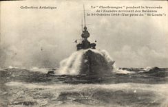 CPA Bateau de Guerre Le Charlemagne pendant la traversee de l'escadre revenant des Baleares Vue pris