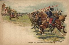 CPA Militaria Charge des Dragons Longchamps