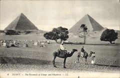 CPA Egypte Egypt The Pyramids of Kheops and Khephren
