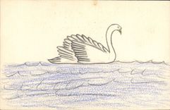 CPA Fantaisie (dessin a la main) Cygne Oiseau