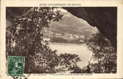 CPA Grotte Grottes Lac d'Annecy Talloires vu de la Grotte des Oiseaux