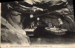 CPA Grotte Grottes de Betharram Le tunnel et la riviere Barque