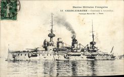 CPA Bateau de Guerre Charlemagne Cuirasse a tourelles