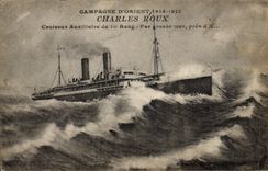 CPA Bateau de Guerre Charles Roux Croiseur auxiliaire de 1er rang par grosse mer