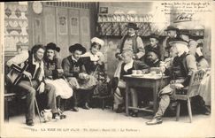CPA Folklore La voix du Lit Clos Le tailleur 