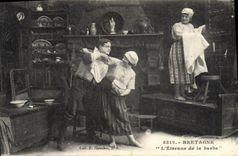 CPA Folklore Bretagne L'etrenne de la barbe