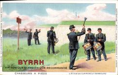 CPA Militaria Byrrh Vin tonique Chasseurs a pied L'ecole des clairons et tambours