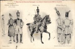 CPA Militaria Train des equipages Les divers uniformes de 1600 a nos jours Restauration Officier 182