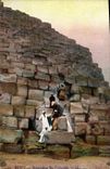CPA Egypt Egypte Descending the pyramids