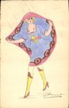 CPA Fantaisie (dessin a la main) Femme