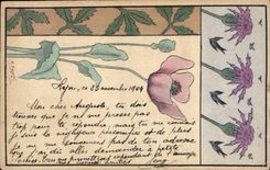 CPA Fantaisie (dessin a la main) Fleurs