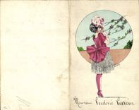 CPA Fantaisie (dessin a la main) Femme