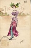 CPA Fantaisie (dessin a la main) Femme