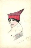 CPA Fantaisie (dessin a la main) Femme