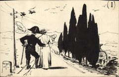 CPA Fantaisie (dessin a la main) Pas vrai Marie ? Militaria