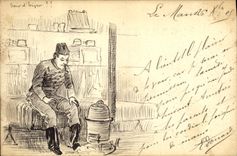 CPA Fantaisie (dessin a la main) Soldat Militaria