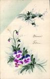 CPA Fantaisie (dessin a la main) Fleurs