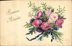 CPA Fantaisie (dessin a la main) Fleurs