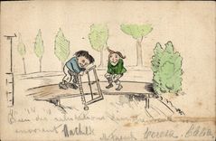 CPA Fantaisie (dessin a la main) Enfants