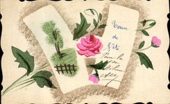 CPA Fantaisie (dessin a la main) Fleurs