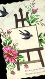 CPA Fantaisie (dessin a la main) Fleurs Hirondelles 