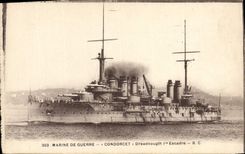 CPA Bateau de Guerre Condorcet Dreadnougth 1ere escadre