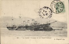 CPA Bateau de Guerre Le Cecille Croiseur de 1ere classe a batterie