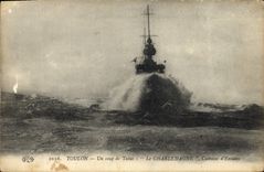 CPA Bateau de Guerre Toulon Un coup de tabac Le Charlemagne Cuirasse d'escadre