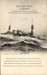 CPA Bateau de Guerre Carnot Cuirasse Francais de 1er rang en manoeuvre de combat par grosser mer