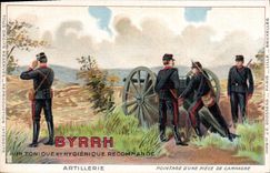 CPA Militaria Byrrh Vin tonique Artillerie Pointage d'une piece de campagne