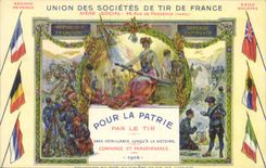 CPA Militaria Union des Societes de Tir de France Pour la patrie 
