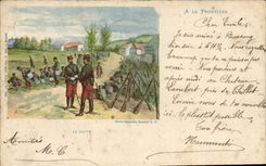 CPA Militaria La halte A la frontiere