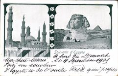 CPA Egypt Egypte Souvenir Timbre Cote des Somalis 