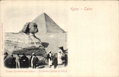 CPA Egypt Egypte Caire Cheops Pyramide und Sphinx 