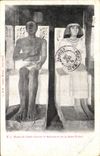 CPA Egypt Egypte Musee de Gizeh Statue de Rahotep et de la dame Nofret