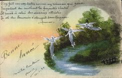 CPA Fantaisie (dessin a la main)  Anges 