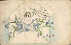 CPA Fantaisie (dessin a la main)  Fleurs 