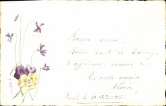 CPA Fantaisie (dessin a la main)  Fleurs 