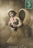 CPA Fantaisie Enfant Poupee Joyeux Noel Sabot
