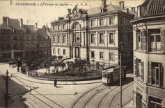 CPA Palais de Justice Dunkerque Tramway