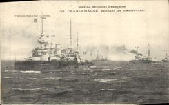 CPA Bateau de Guerre Charlemagne pendant les manoeuvres