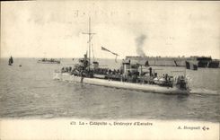 CPA Bateau de Guerre Le catapulte Destroyer d'escadre