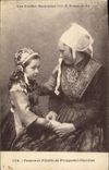 CPA Folklore Les coiffes bretonnes Femme et fillette de Plougastel Daoulas