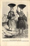 CPA Folklore En Bretagne vers 1840 Jeunes Paludieres du Bourg de Batz en costume de travail