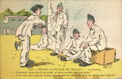 CPA Militaria Les 7 peches capitaux du soldat La paresse 