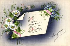 CPA Fantaisie (dessin a la main) Fleurs  