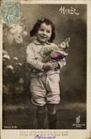 CPA Fantaisie Poupee  Hier C'etait un bel enfant a la tete bouclee visage en satin rose et de mine f